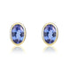 9ct Yellow Gold Tanzanite 6x4mm Oval Rub Over Set Stud Earrings. 33-24-002