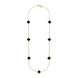 9ct Yellow Gold Whitby Jet Bloom Four Leaf Clover Long Necklace, N1129.