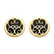 9ct Yellow Gold Whitby Jet Flore Filigree Stud Earrings, E1782