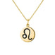 9ct Yellow Gold Whitby Jet Zodiac Leo Round Necklace, P3608.