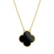 W Hamond 9ct Yellow Gold Whitby Jet Bloom Large Four Leaf Clover Ball Edge Chain Necklace, N1043.