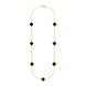 9ct Yellow Gold Whitby Jet Bloom Seven Stone Four Leaf Clover Chain Necklace, N1040.