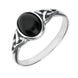 9ct White Gold Whitby Jet Oval Celtic Shoulder Ring R827