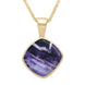 9ct Yellow Gold Blue John Cushion Shaped Necklace. P021.