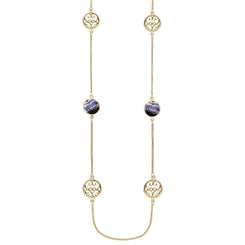 9ct Yellow Gold Blue John Flore Filigree Necklace N946