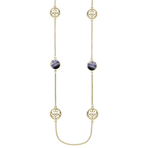 9ct Yellow Gold Blue John Flore Filigree Necklace N946