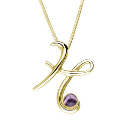 9ct Yellow Gold Blue John Love Letters Initial H Necklace P3455C