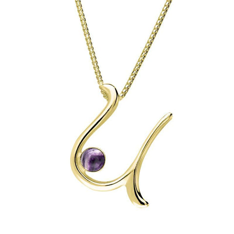 9ct Yellow Gold Blue John Love Letters Initial U Necklace P3468C