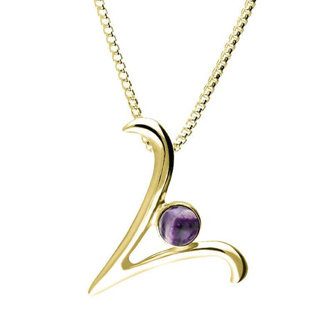 9ct Yellow Gold Blue John Love Letters Initial V Necklace P3469C