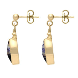 9ct Yellow Gold Blue John Oval Bottletop Drop Earrings E056