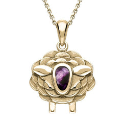 9ct Yellow Gold Blue John Sheep Necklace P3508