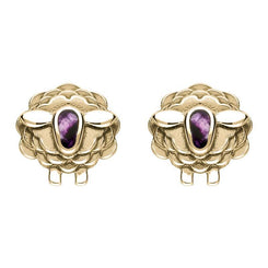 9ct Yellow Gold Blue John Sheep Stud Earrings E2530