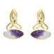 9ct Yellow Gold Blue John Wide Marquise Celtic Stud Earrings E977