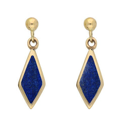 9ct Yellow Gold Lapis Lazuli Dinky Diamond Drop Earrings E229