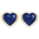 9ct Yellow Gold Lapis Lazuli Large Framed Heart Stud Earrings. E433.