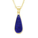 9ct Yellow Gold Lapis Lazuli Long Pear Necklace. P167.