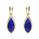 9ct Yellow Gold Lapis Lazuli Small Pointed Pear Drop Earrings. E686.