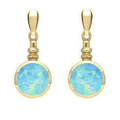 9ct Yellow Gold Opal Bottle Top Drop Earrings E054
