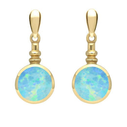 9ct Yellow Gold Opal Bottle Top Drop Earrings E054