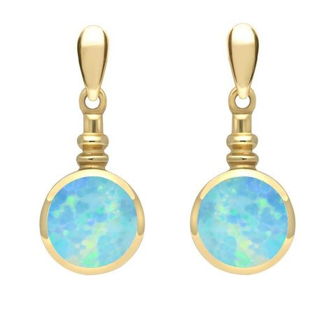 9ct Yellow Gold Opal Bottle Top Drop Earrings E054