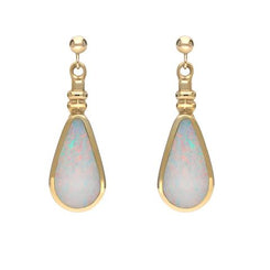 9ct Yellow Gold Opal Bottle Top Pear Drop Earrings E011