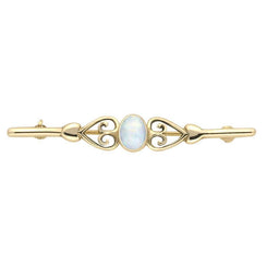 9ct Yellow Gold Opal Heart Bar Brooch M021