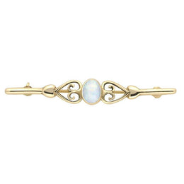 9ct Yellow Gold Opal Heart Bar Brooch M021