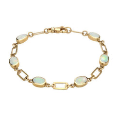 9ct Yellow Gold Opal Oval Linked Bracelet B026