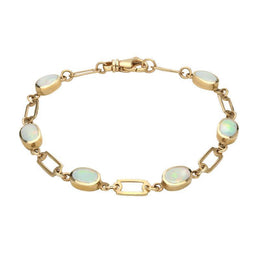 9ct Yellow Gold Opal Oval Linked Bracelet B026