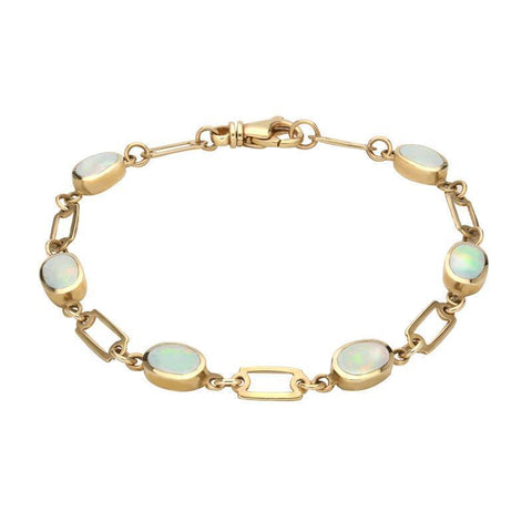 9ct Yellow Gold Opal Oval Linked Bracelet B026
