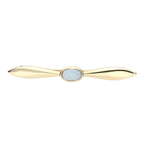 9ct Yellow Gold Opal Tapered Bar Brooch M043