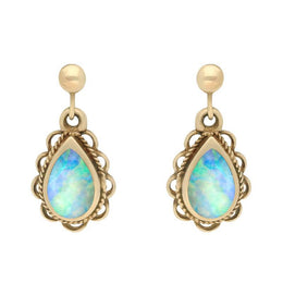 9ct Yellow Gold Oval Rope Frill Pear Drop Earrings E161