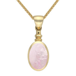 9ct Yellow Gold Pink Mother Of Pearl Bottletop Necklace, P008