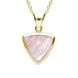 9ct Yellow Gold Pink Mother of Pearl Curved Triangle Necklace. P320.