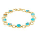9ct Yellow Gold Turquoise Nine Stone Round Ring Bracelet. B537.