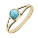 9ct Yellow Gold Turquoise Round Split Shoulder Ring. R029.