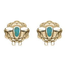 9ct Yellow Gold Turquoise Sheep Stud Earrings E2530