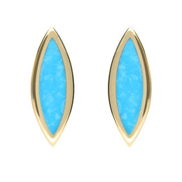 9ct Yellow Gold Turquoise Toscana Marquise Stud Earrings E1124