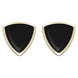 9ct Yellow Gold Whitby Jet Curved Triangle Stud Earrings. E203.