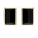 9ct Yellow Gold Whitby Jet Oblong Stud Earrings. E014.