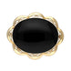 9ct Yellow Gold Whitby Jet Framed Frill Edge Oval Brooch. M016.