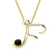 9ct Yellow Gold Whitby Jet Love Letters Initial F Necklace P3453C