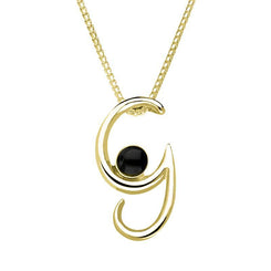 9ct Yellow Gold Whitby Jet Love Letters Initial G Necklace P3454C