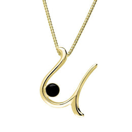 9ct Yellow Gold Whitby Jet Love Letters Initial U Necklace P3468C