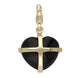 9ct Yellow Gold Whitby Jet Medium Cross Heart Charm G481