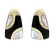 9ct Yellow Gold Whitby Jet Mother of Pearl Three Stone Stud Earrings E803