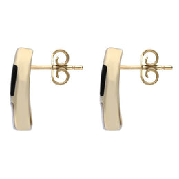 9ct Yellow Gold Whitby Jet Mother of Pearl Three Stone Stud Earrings E803 side