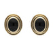 9ct Yellow Gold Whitby Jet Oval Ribbed Edge Stud Earrings. E184. 