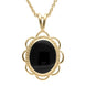 9ct Yellow Gold Whitby Jet Rope Edged Oval Frill Necklace P037