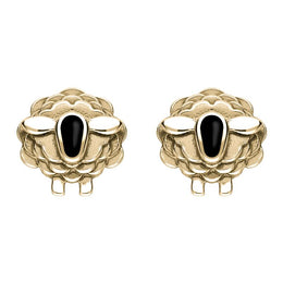 9ct Yellow Gold Whitby Jet Sheep Stud Earrings E2530